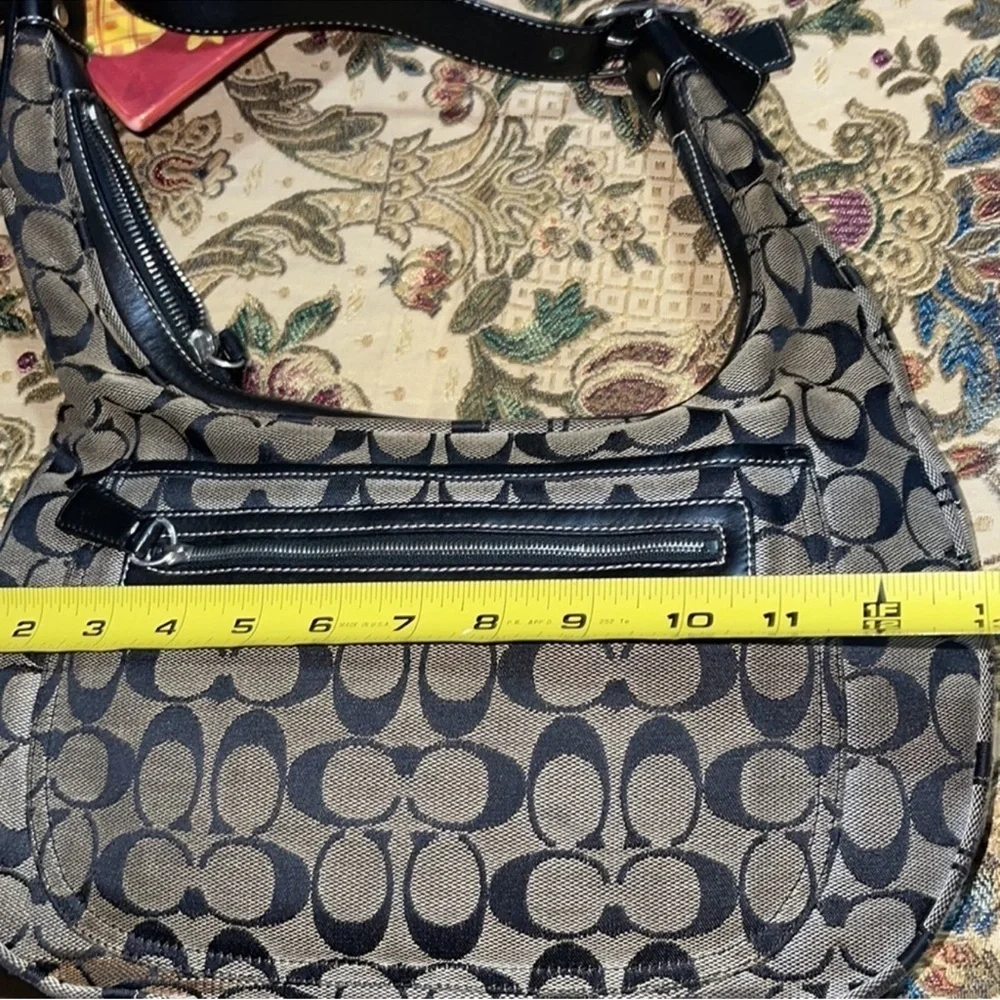 Coach Signature Black and Tan Hobo Bag
